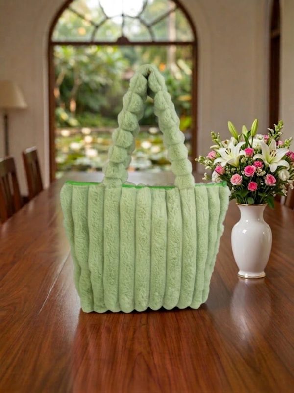 2e3353b0-1999-4702-a996-2fac5c8c65c9 Corduroy Plush Shoulder Tote Bag (Green)
