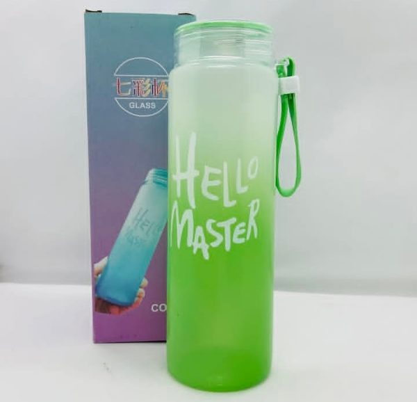 Hello Master Glass Water Bottle(Green)