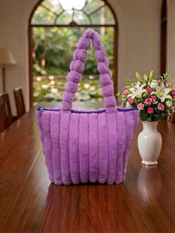 faf56b90-45b5-4b0e-a7c9-3741c018ea84 Corduroy Plush Shoulder Tote Bag (Purple)